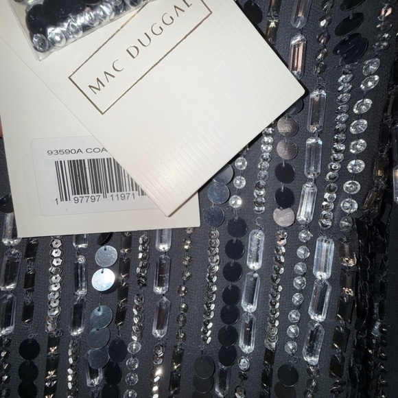 NWT | Mac Duggal 93590A Coal Embellished Neck Long Sleeve Fitted Dress Size 10 - Picture 9 of 12
